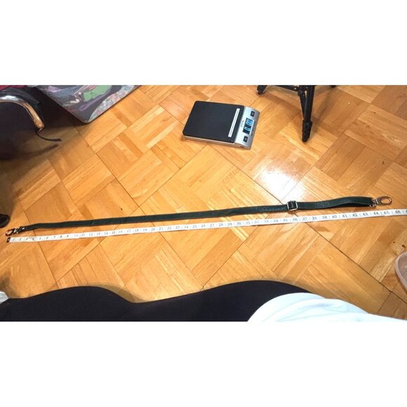 Adjustable Faux Leather & Canvas Bag Strap Green Silver Clips 45 Inches Long - Picture 5 of 6